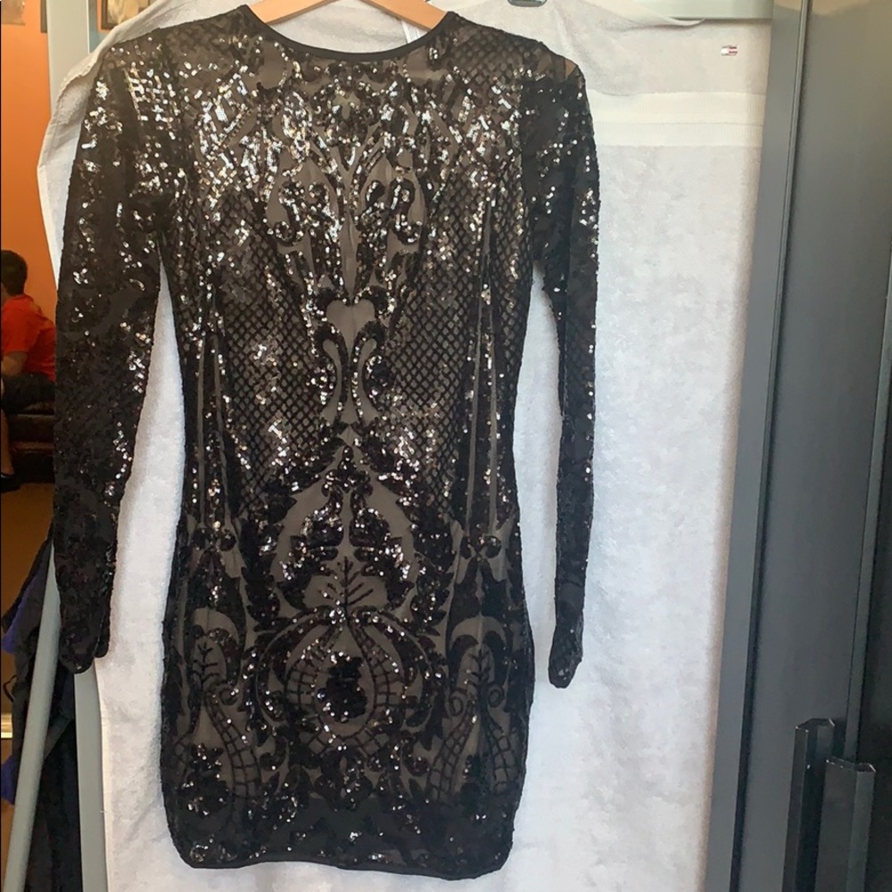 Sparkle long sleeve mini dress